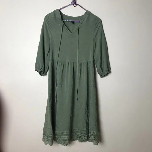 Shein Dresses | Shein Green Dress With Lace Fringe On Hem. Size Small | Color: Green | Size: S | Hkaiser1976's Closet Shein Dresses | Shein Green Dress With Lace Fringe On Hem. Size Small | Color: Green | Size: S | Hkaiser1976's Closet